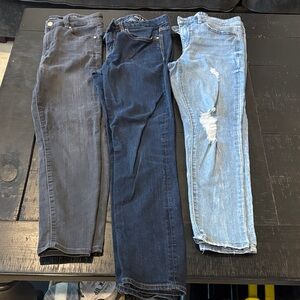 Set of Three Denim Jeans Cigarette Style Black & Blue Bundle Size 6/28